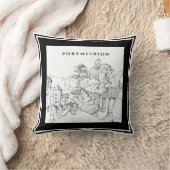 Portmeirion North Wales Pen Ink Schets Zwart Wit Kussen (Deken)