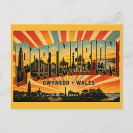 Portmeirion Wales Italiaans dorp Vintage Kunst Briefkaart
