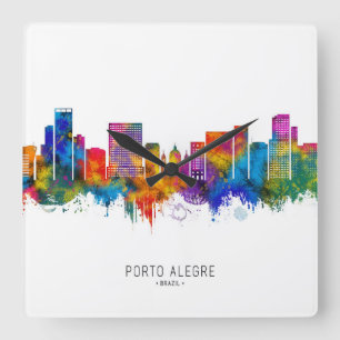 Porto Alegre Brazil Skyline Vierkante Klok