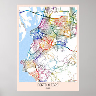 Porto Alegre Brazilië Stadkaart Poster
