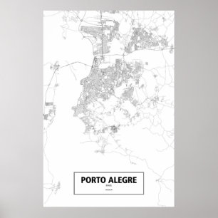 Porto Alegre, Brazilië (zwart op wit) Poster