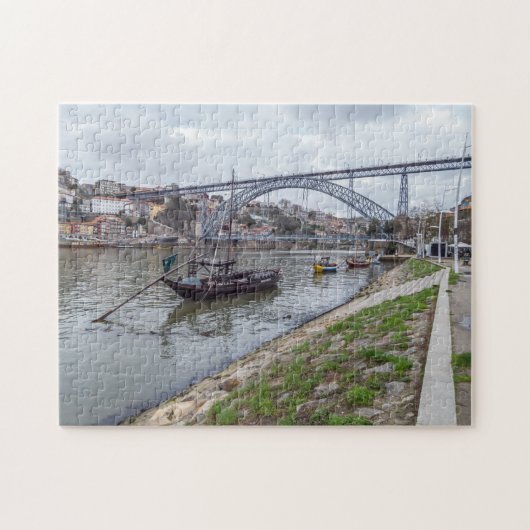Porto brug en bootpuzzel legpuzzel (Horizontaal)