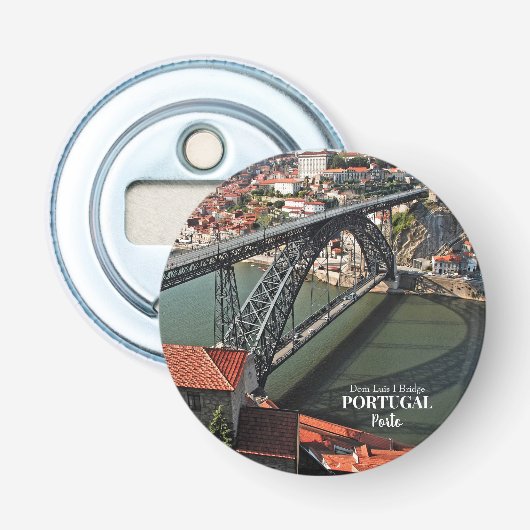 Porto brug over de Douro, Portugal Button Flesopener (Voorkant)