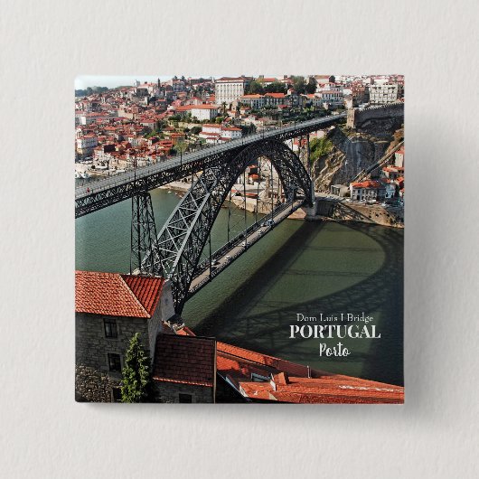 Porto brug over de Douro, Portugal Vierkante Button 5,1 Cm (Voorkant)