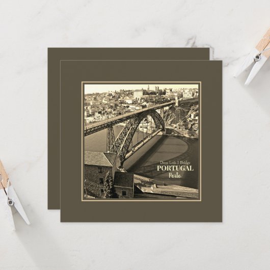 Porto brug over de rivier de Douro, Portugal, sepi (Voorkant / Achterkant in situ)