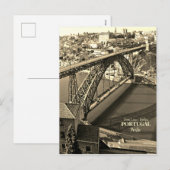 Porto brug over de rivier de Douro, Portugal, sepi Feestdagenkaart (Voorkant / Achterkant)