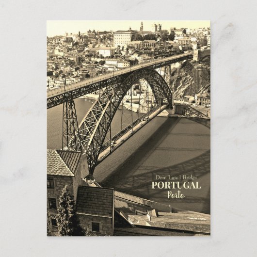 Porto brug over de rivier de Douro, Portugal, sepi Feestdagenkaart (Voorkant)