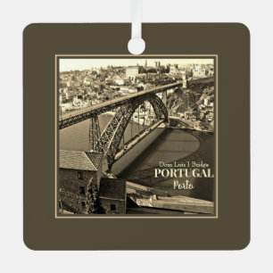 Porto brug over de rivier de Douro, Portugal, sepi Metalen Ornament
