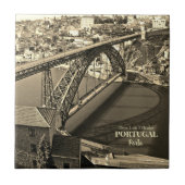 Porto brug over de rivier de Douro, Portugal, sepi Tegeltje (Voorkant)