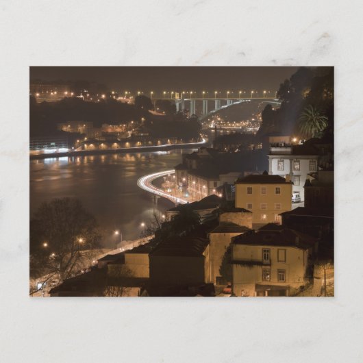 Porto City bij nacht Briefkaart (Voorkant)