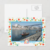 Porto city uitzicht over de rivier en brug, Portug Briefkaart (Voorkant / Achterkant)