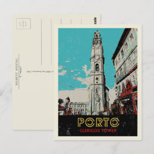 Porto Clerigos tower illustratie Portugal Briefkaart