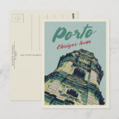 Porto Clerigos tower illustratie Portugal Briefkaart (Voorkant / Achterkant)