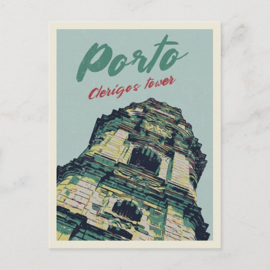 Porto Clerigos tower illustratie Portugal Briefkaart (Voorkant)