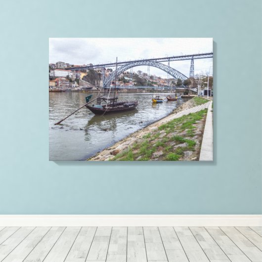 Porto Dom Luis I Bridge uitzicht Canvas Afdruk (Insitu (Houten vloer))