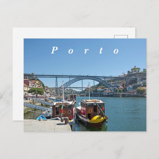 Porto. Douro River en Dom Luis I Bridge. Briefkaart (Voorkant / Achterkant)