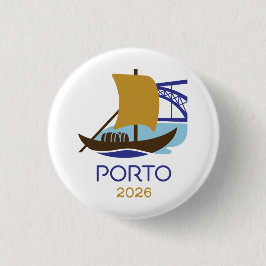 Porto Portugal 2026 Internationale Conventie Speld Ronde Button 3,2 Cm