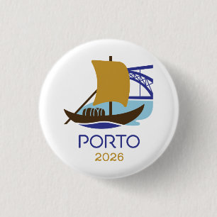 Porto Portugal 2026 Internationale Conventie Speld Ronde Button 3,2 Cm