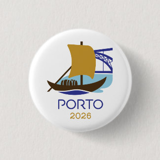 Porto Portugal 2026 Internationale Conventie Speld Ronde Button 3,2 Cm