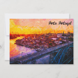Porto Portugal Aquarel Panorama Kaart
