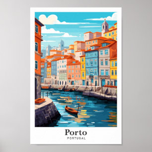 Porto Portugal Art Vintage Travel Illustratie Poster