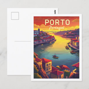 Porto Portugal Beroemde Vintage Reisplaats Briefkaart