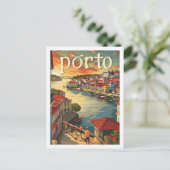 Porto Portugal Beroemde Vintage Reisplaats Briefkaart (Staand voorkant)