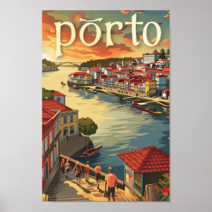 Porto Portugal Beroemde Vintage Reisplaats Poster