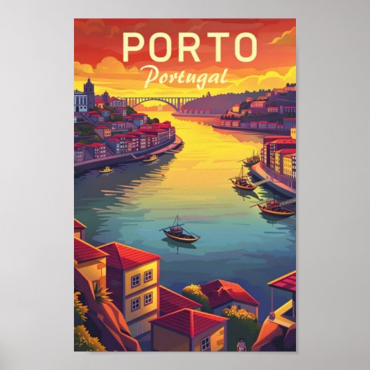 Porto Portugal Beroemde Vintage Reisplaats Poster (Voorkant)