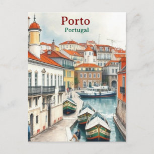 Porto Portugal Beroemde Vintage Reisplek Postkaart