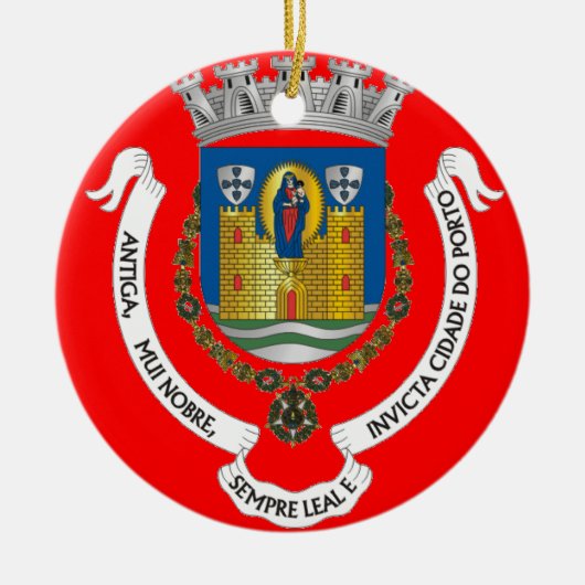 Porto Portugal City Crest kerstversiering Keramisch Ornament (Voorkant)
