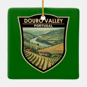 Porto Portugal Douro Valley Travel Art Embleem Keramisch Ornament