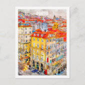 Porto Portugal Famous Travel Waterverf Sketch Briefkaart (Voorkant)