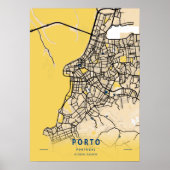 Porto - Portugal Gele City Map Poster (Voorkant)