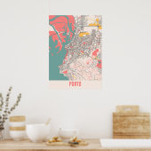 Porto - Portugal - Kaart van de stad Chalk Poster (Keuken)
