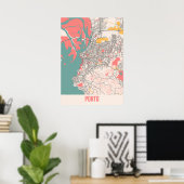 Porto - Portugal - Kaart van de stad Chalk Poster (Thuiskantoor)