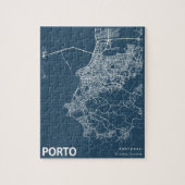 Porto Portugal - Minimale stadskaartlijn Art Blue Legpuzzel (Verticaal)