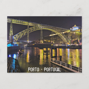 Porto - Portugal. Night Scene Near Douro Briefkaart