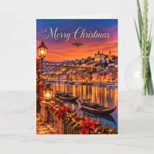 Porto Portugal Prettig Kerstfeest Feestdagen Kaart
