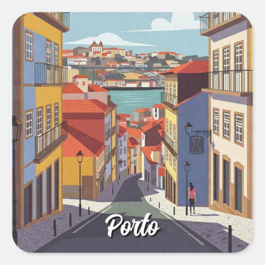 Porto Portugal Reizen Abstract Vierkante Sticker (Voorkant)