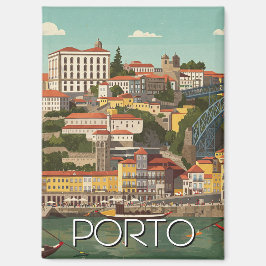 Porto Portugal Reizen Abstracte Vintage Magneet