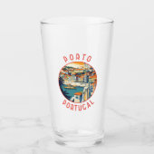 Porto Portugal Retro Distressed Circle Glas (Voorkant)