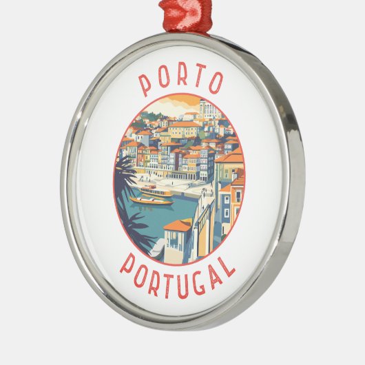 Porto Portugal Retro Distressed Circle Metalen Ornament (Links)