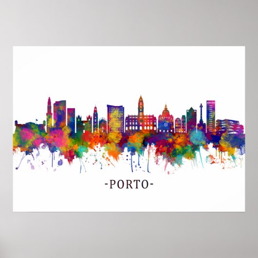 Porto Portugal Skyline Poster (Voorkant)
