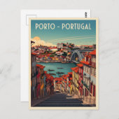Porto, Portugal – Stad en rivier Briefkaart (Voorkant / Achterkant)