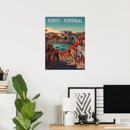 Porto, Portugal – Stad en rivier Poster (Thuiskantoor)