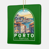 Porto Portugal Travel Art Embleem Keramisch Ornament (Links)