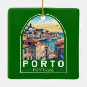 Porto Portugal Travel Art Embleem Keramisch Ornament (Achterkant)