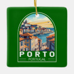 Porto Portugal Travel Art Embleem Keramisch Ornament<br><div class="desc">Porto retro vector reisontwerp. Porto is een kuststad in het noordwesten van Portugal,  bekend om zijn statige bruggen en de productie van port.</div>