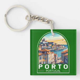 Porto Portugal Travel Art Embleem Sleutelhanger